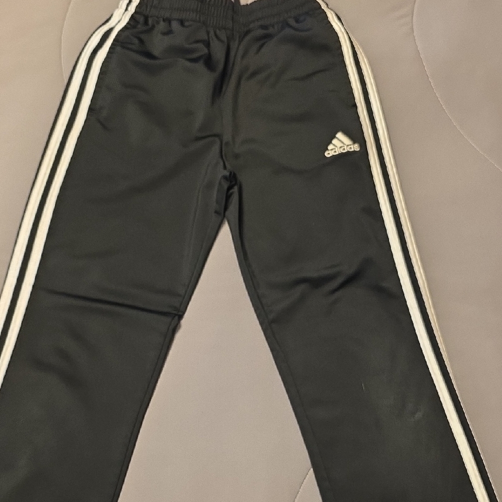 Adidas Kids Black Joggers with White Stripes